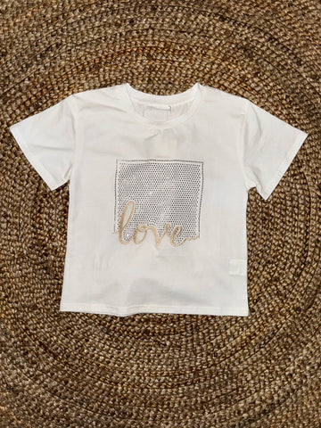 T-shirt Love con Strass