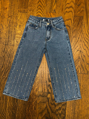 Jeans Girls con Brillantini Wide Leg