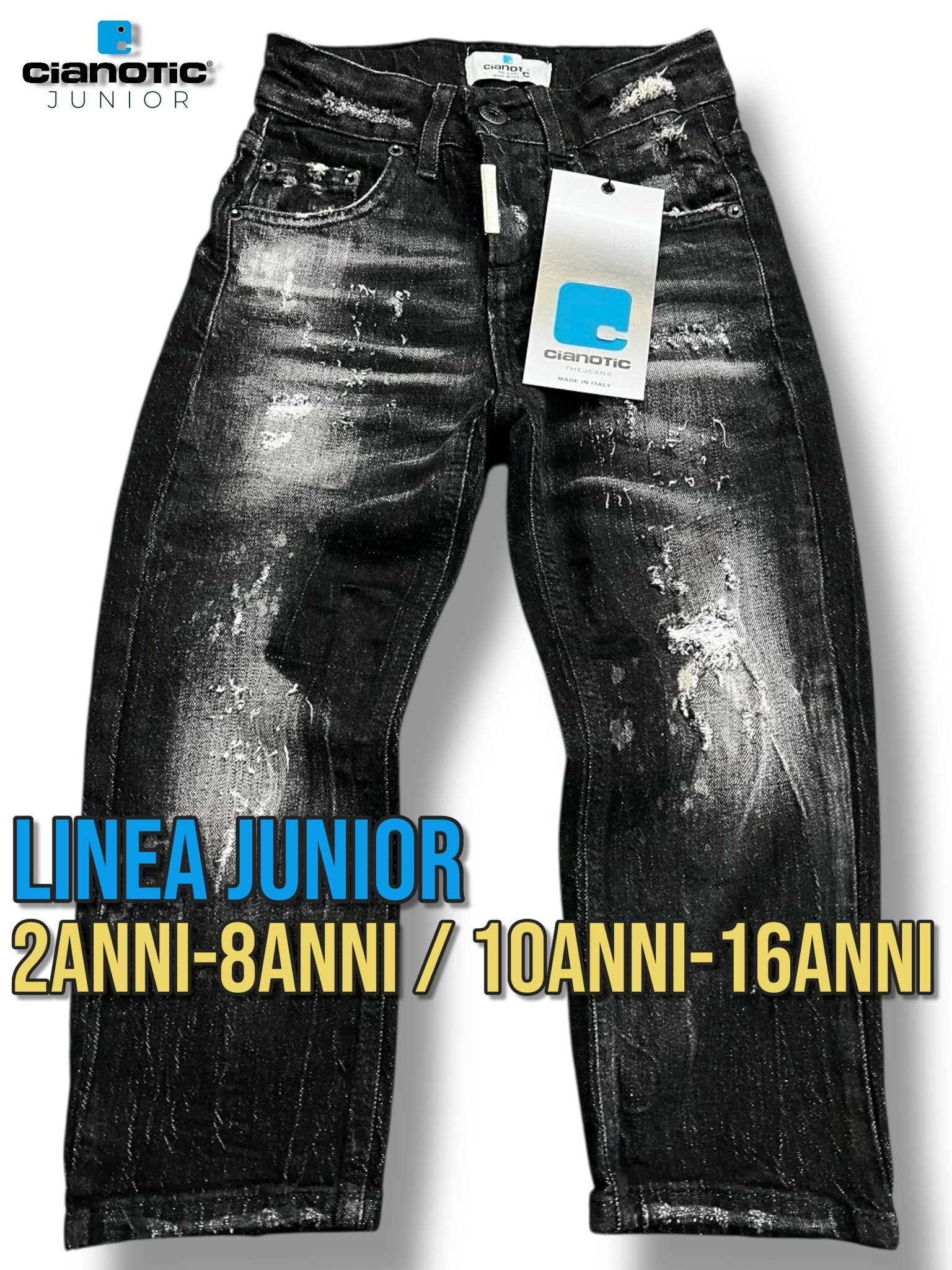 JEANS BAGGY CAMAN BLACK BAMBINO