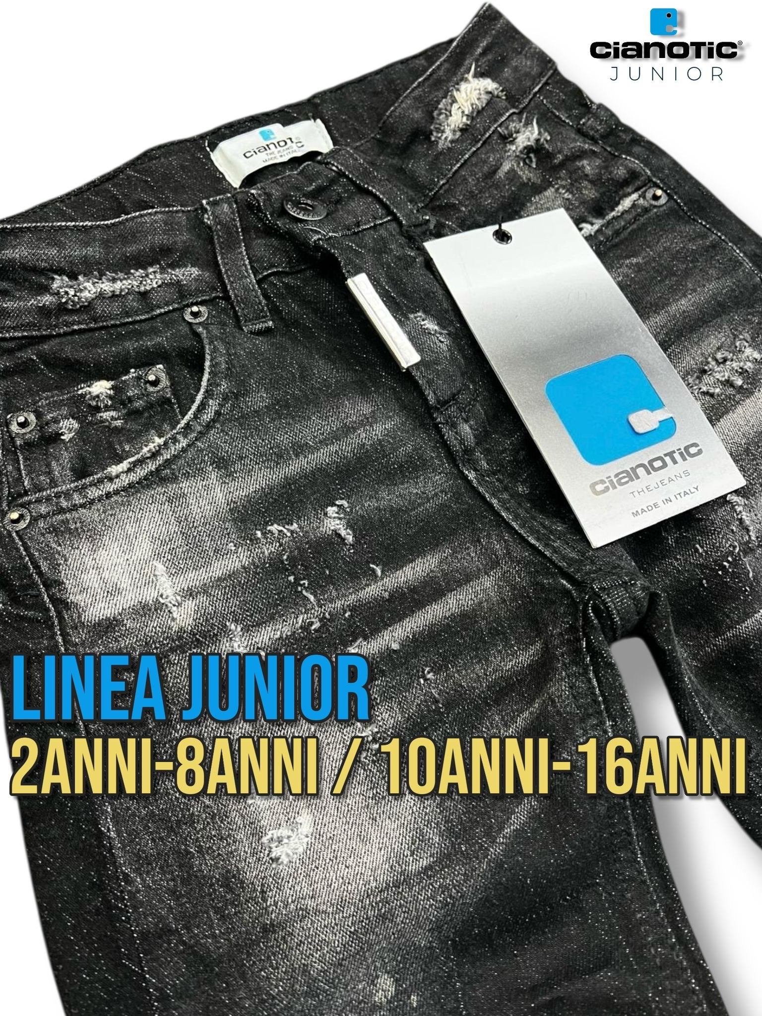 JEANS BAGGY CAMAN BLACK BAMBINO