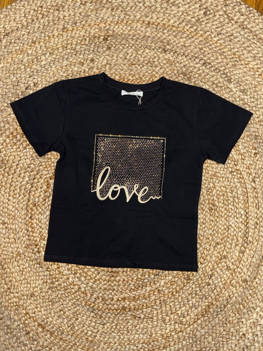 T-shirt Love con Strass