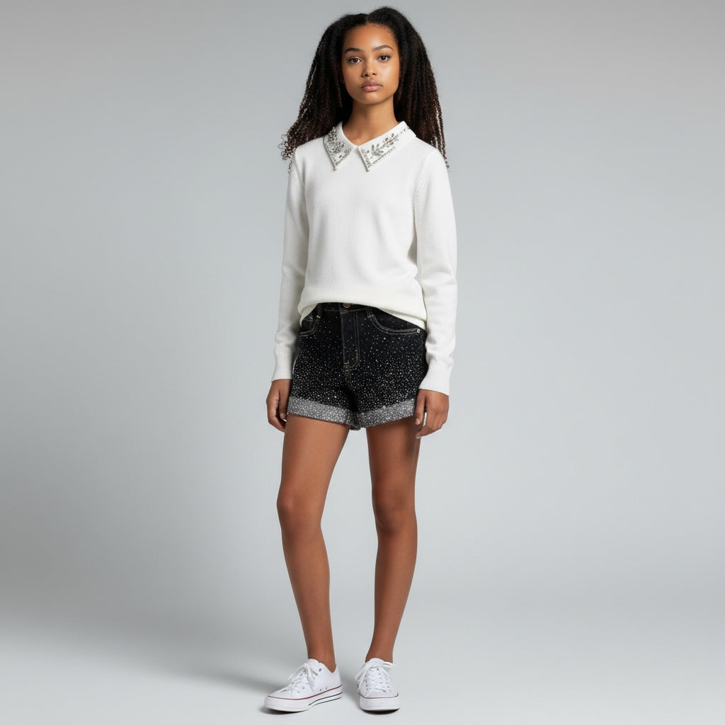 Shorts RAGAZZA CON BRILLANTINI